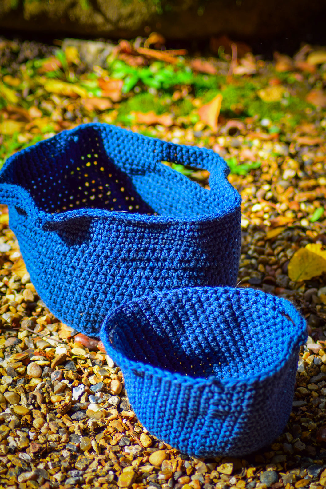 Crochet Baskets Handmade Blue