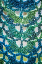 Load image into Gallery viewer, Blue Green Striped Handmade Crochet Shawlette
