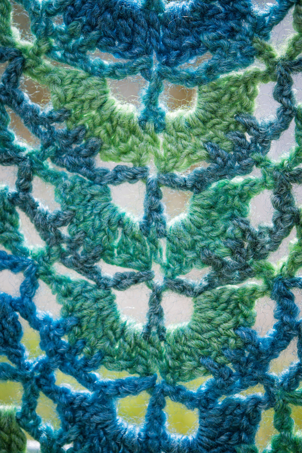 Blue Green Striped Handmade Crochet Shawlette