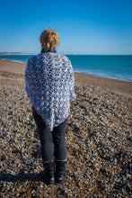 Load image into Gallery viewer, Blue Grey Handmade Crochet Wrap
