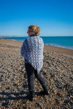 Load image into Gallery viewer, Blue Grey Handmade Crochet Wrap
