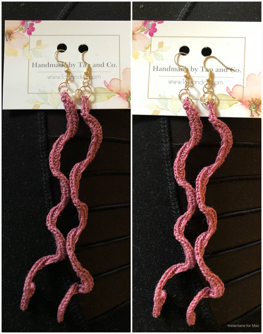 Blush Pink Spiral Earrings Handmade Crochet