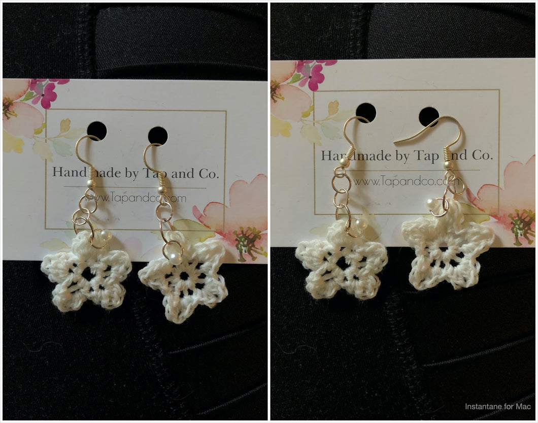 White Star Handmade Crochet Earring