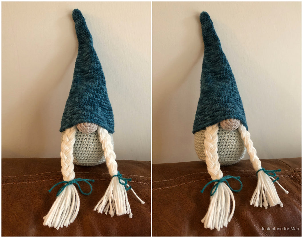Gnome Girl Blue Crochet Handmade