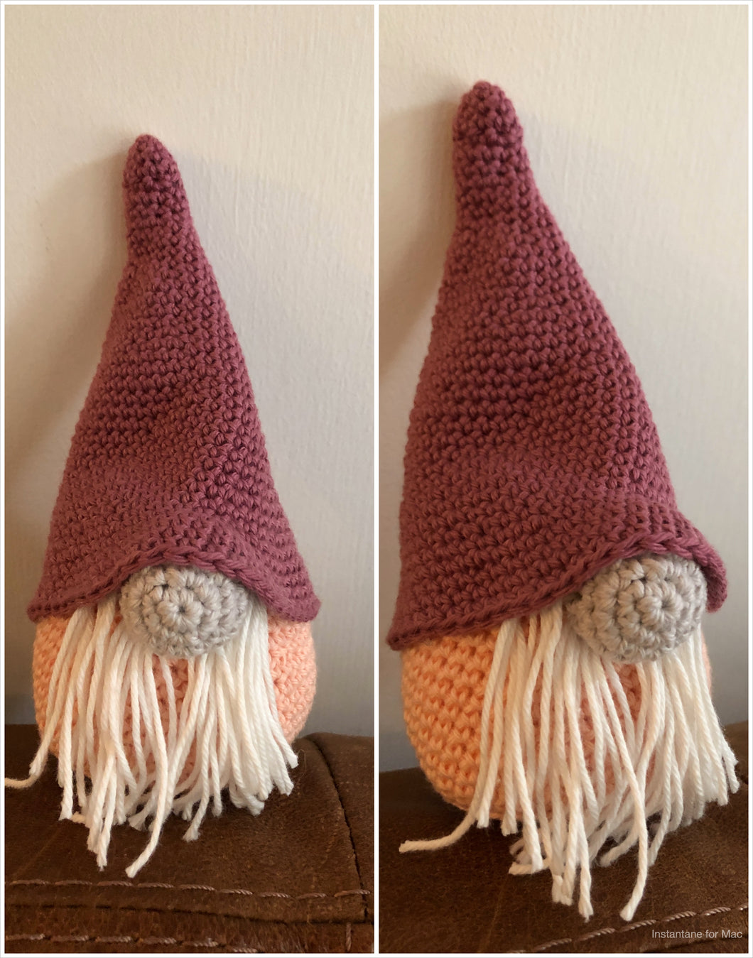 Gnome Boy in Pastel salmon and red Handmade Crochet