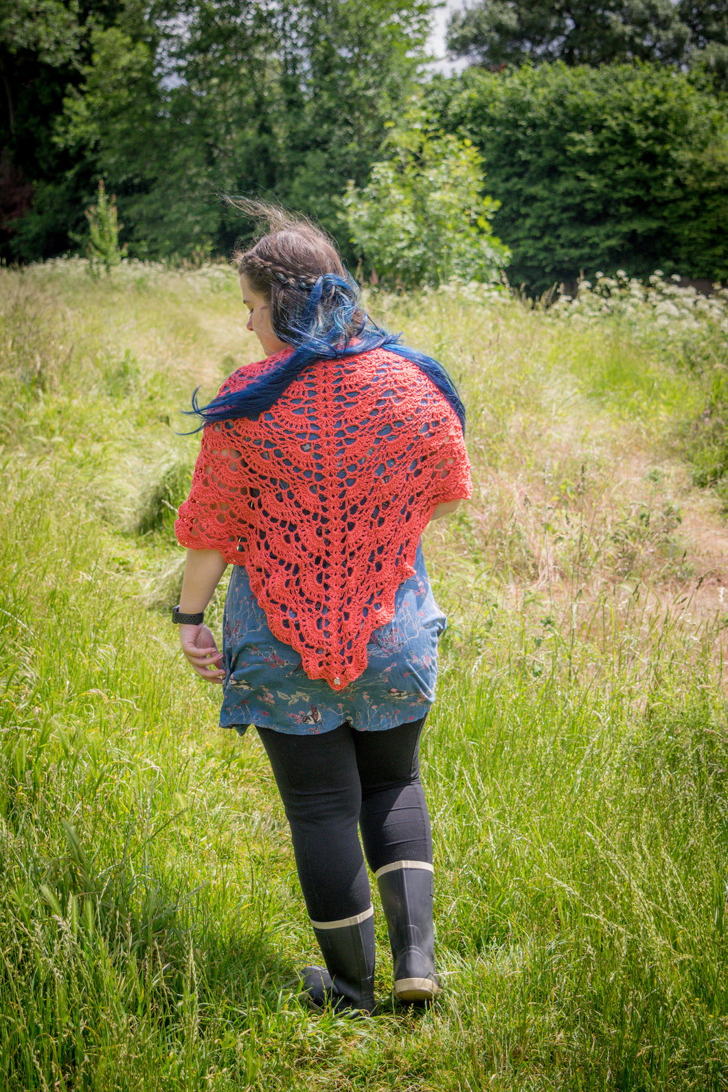 Coral Handmade Crochet Wrap