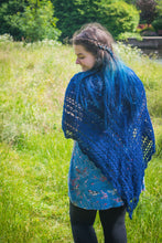 Load image into Gallery viewer, Navy Blue Lace Crochet Shawl
