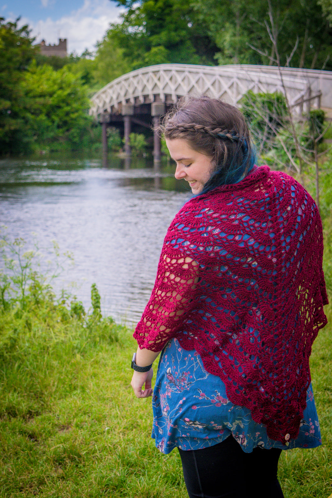 Maroon Crochet Lace Wrap