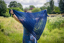 Load image into Gallery viewer, Navy Blue Lace Crochet Shawl
