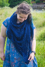 Load image into Gallery viewer, Navy Blue Lace Crochet Shawl
