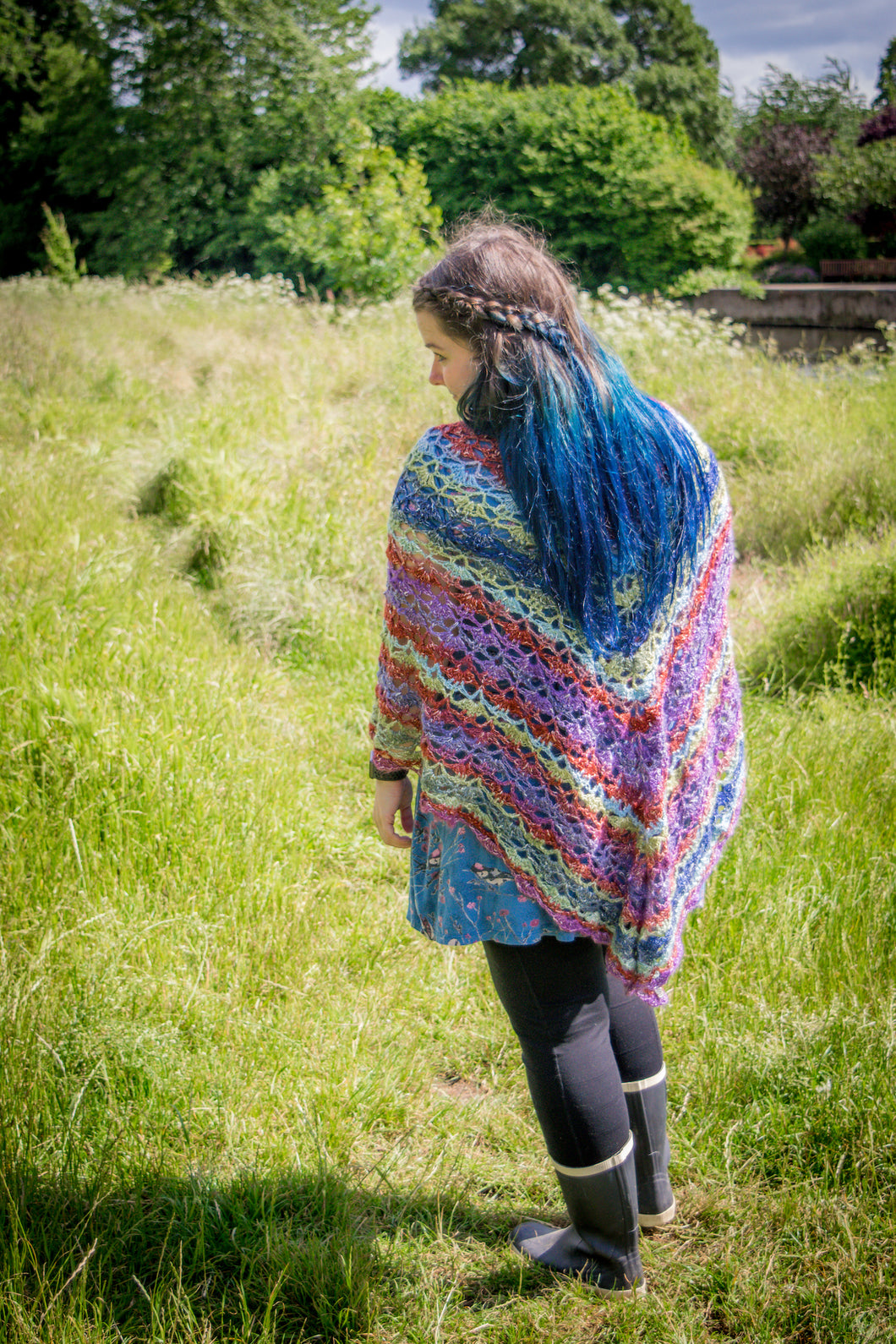 Multi Coloured Purple Lace Crochet Wrap