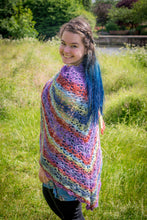 Load image into Gallery viewer, Multi Coloured Purple Lace Crochet Wrap
