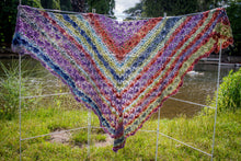 Load image into Gallery viewer, Multi Coloured Purple Lace Crochet Wrap
