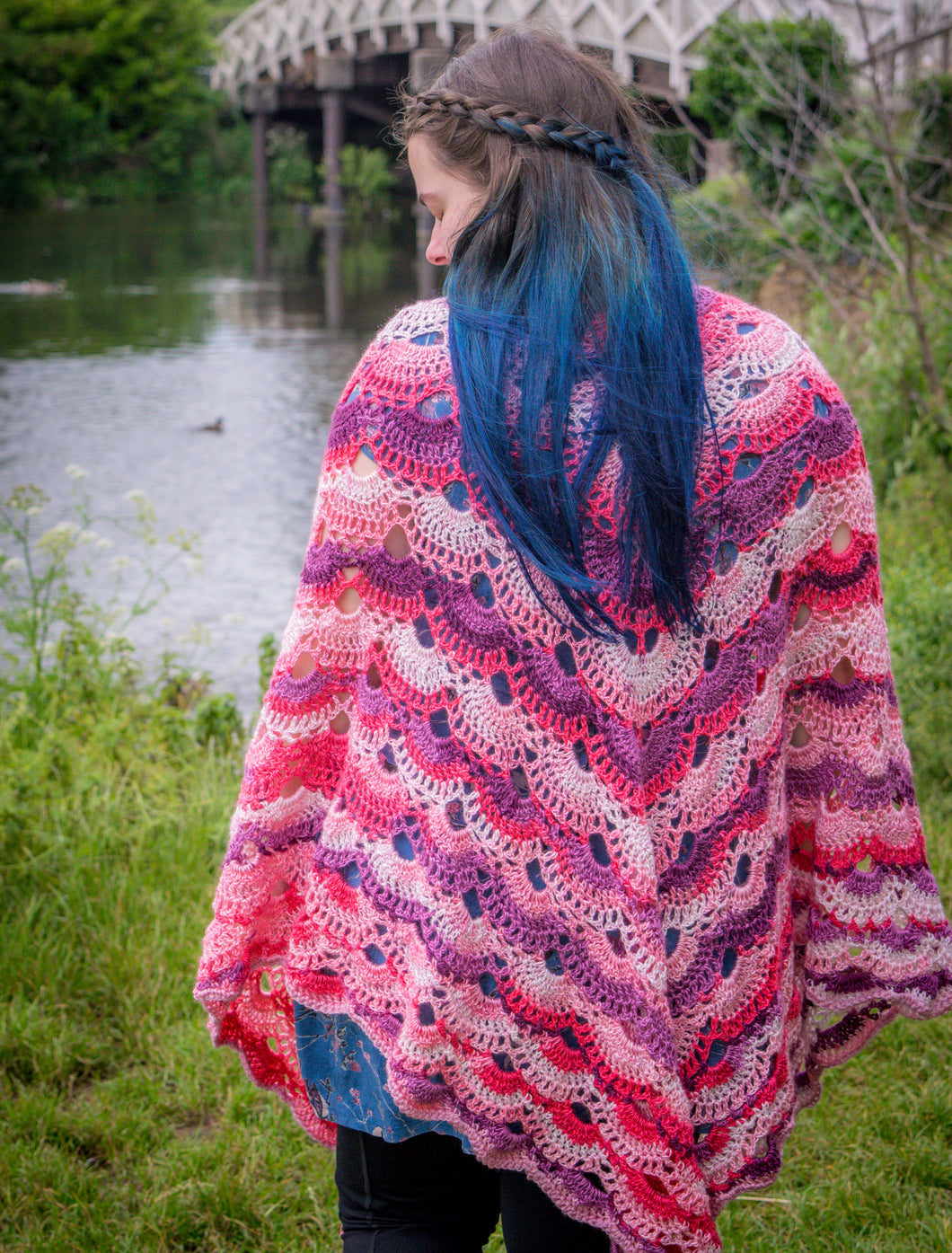 Pink Multicoloured Crochet Shawl