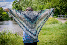 Load image into Gallery viewer, Blue Tone Lacy Crochet Wrap, Ocean colours
