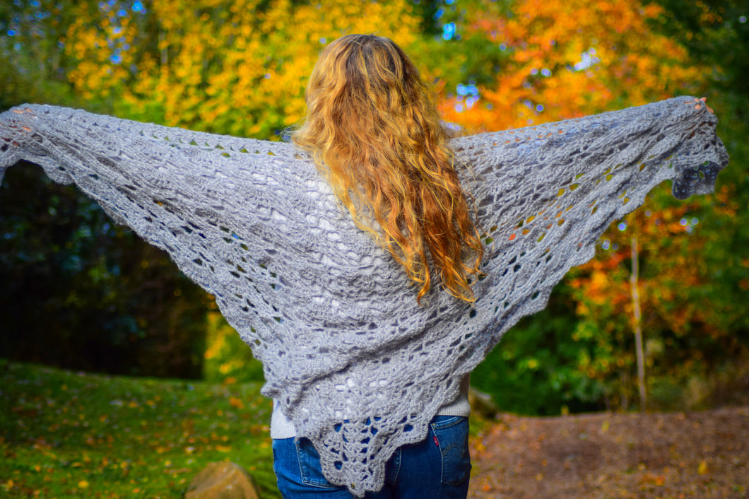 Large Grey Crochet Wrap