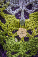 Load image into Gallery viewer, Green Purple and Grey Handmade Crochet Wrap
