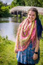 Load image into Gallery viewer, Pink Striped Handmade Crochet Wrap
