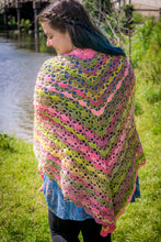 Load image into Gallery viewer, Pink Striped Handmade Crochet Wrap
