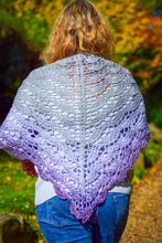 Load image into Gallery viewer, Grey to Purple Handmade Crochet Wrap
