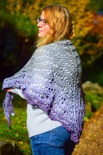 Load image into Gallery viewer, Grey to Purple Handmade Crochet Wrap
