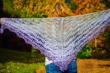 Load image into Gallery viewer, Grey to Purple Handmade Crochet Wrap
