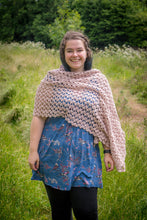 Load image into Gallery viewer, Rose Coloured Rectangular Handmade Crochet Wrap
