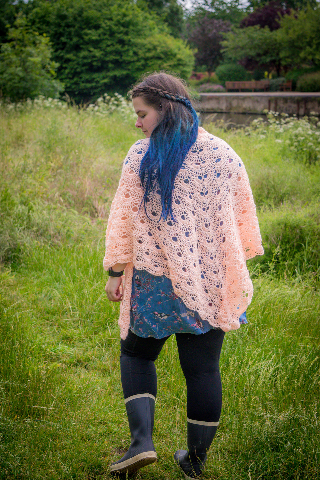 Salmon Coloured Handmade Crochet Wrap