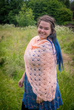 Load image into Gallery viewer, Salmon Coloured Handmade Crochet Wrap
