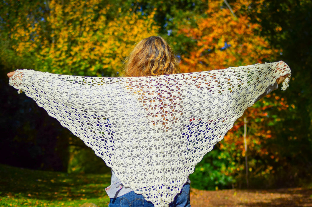 Cream Lacy Crochet Wrap